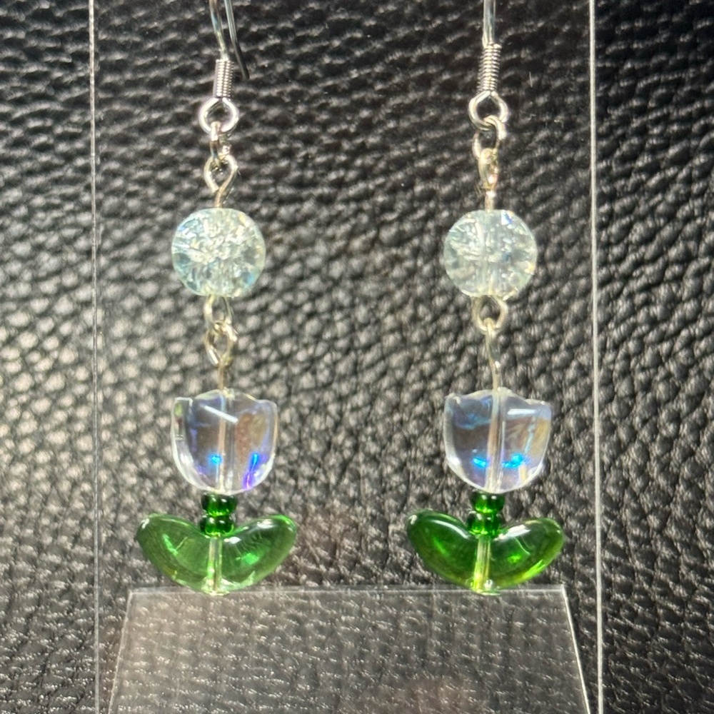 Elegant Iridescent Tulip Drop Earrings